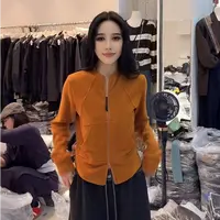 修身型拉链女常规款薄款秋季卫衣秋时尚休闲简约#7835