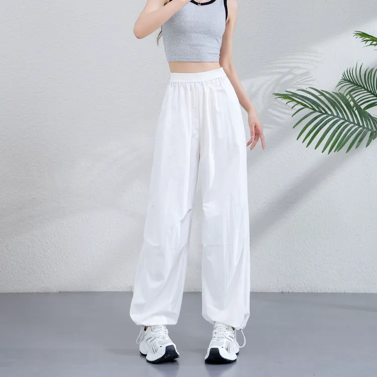 燕苹夏季新款时尚休闲高腰宽松薄款透气速干运动束脚工装裤K6029