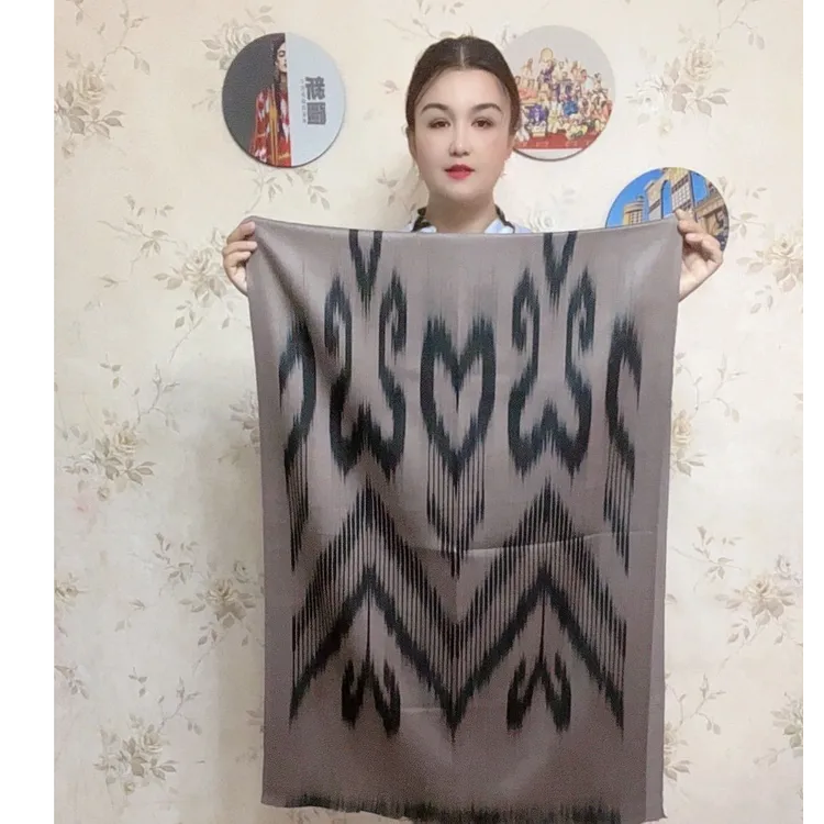 秋冬最新款新疆和田艾德莱斯围巾60x180cm纯棉