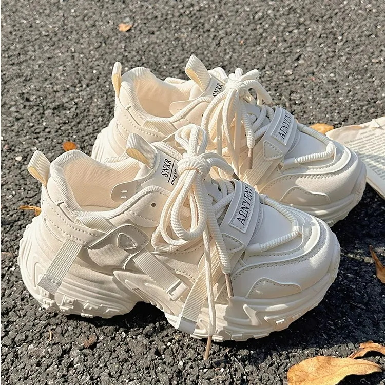 Moleubak老爹鞋女2025新款夏季厚底增高小白鞋百搭鞋子运动休闲鞋