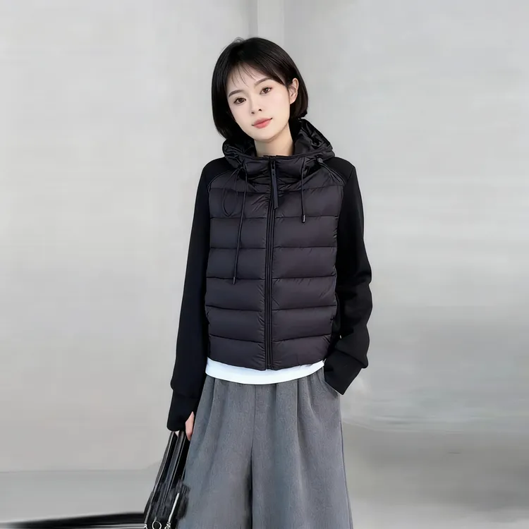 撞色保暖棉服女2025秋冬新款通勤休闲连帽时尚拼接百搭棉衣短外套