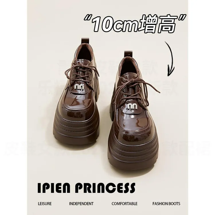 网红女款超高跟乐福鞋女2025春季新款百搭小皮鞋厚底增高休闲单鞋