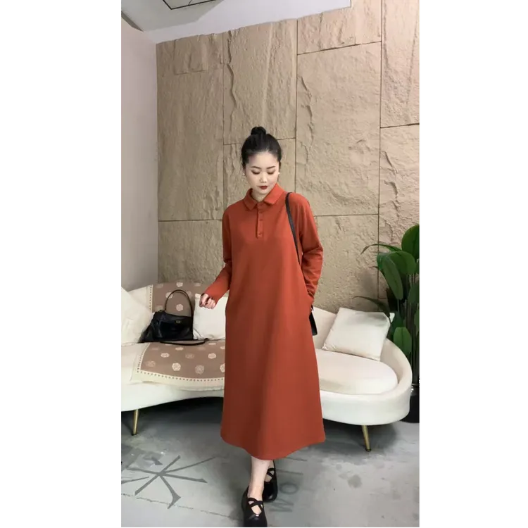2025秋冬POLO小翻领-纯色精致优雅气质连衣裙53020-03款