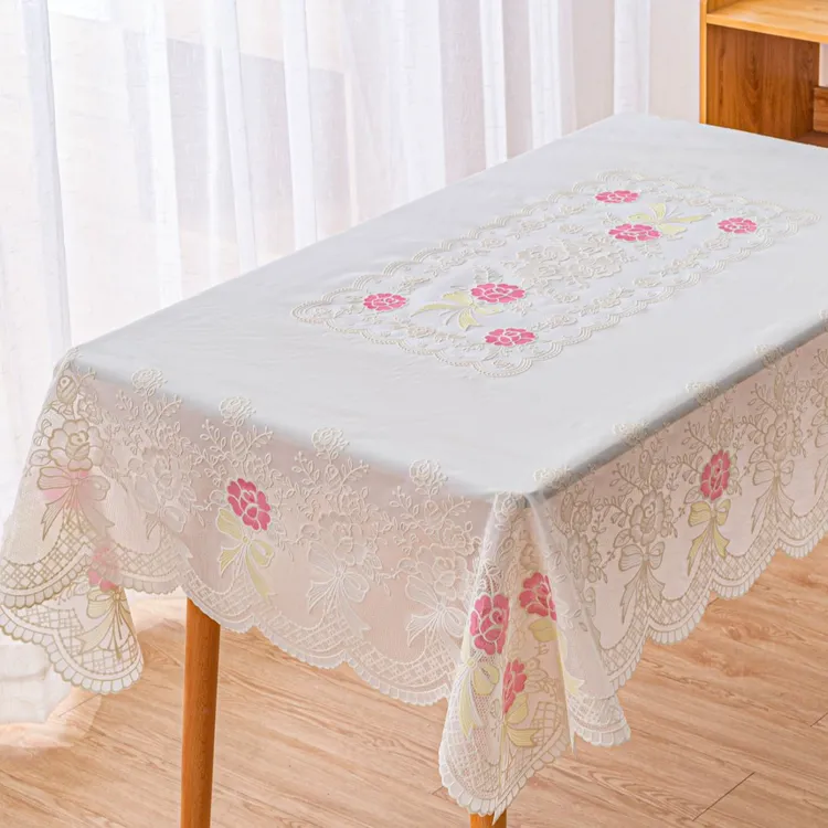 楚花135*180cm蝴蝶结高档简约印花长方形清新防水防滑家用桌布