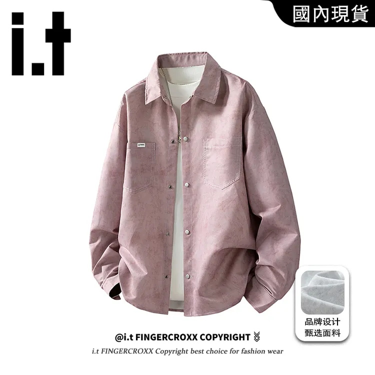 i.t FINGERCROXX扎染长袖衬衫男士2025秋季潮牌宽松百搭迷彩衬衫