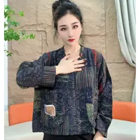 0159[凡家衣橱】秋季新款时尚气质百搭复古印花宽松休闲外套