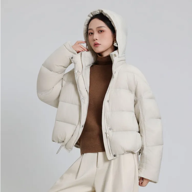 【90绒子白鸭绒】25款冬季小个子立领连帽短款泡芙款百搭羽绒服