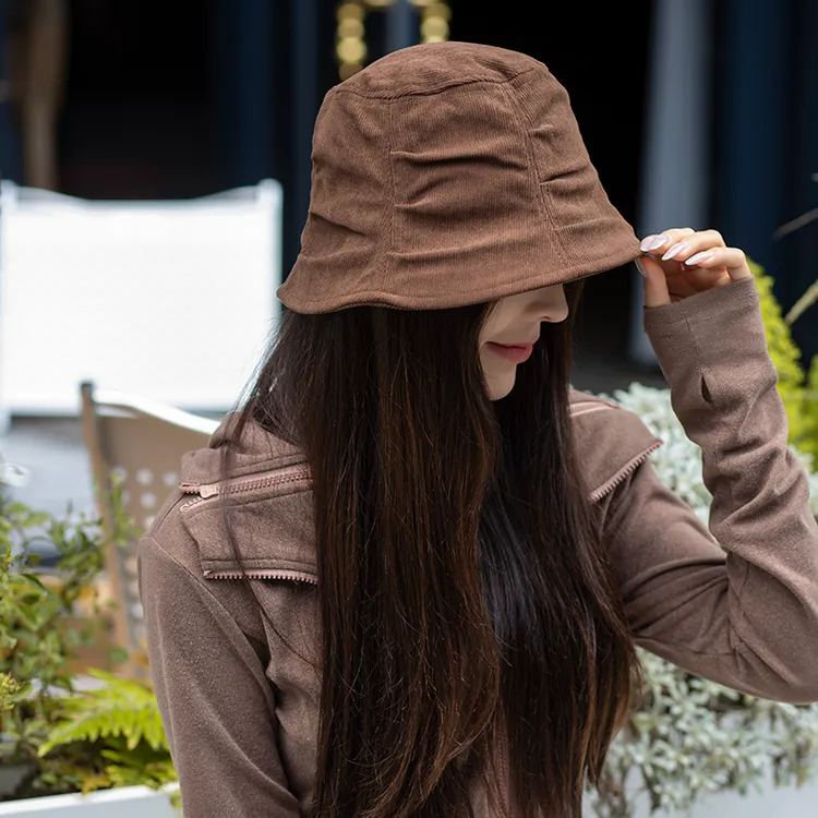 韩系复古褶皱渔夫帽子女早秋2025新款休闲百搭时尚素颜遮脸水桶帽