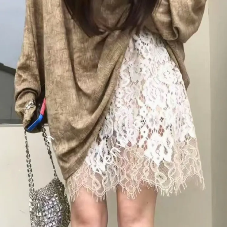 法式时尚温柔风设计感复古重工蕾丝半身裙女2025新款小个子短裙潮