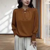 纪凡姬/3958-复古经典纯色盘扣打泡珠休闲针织打底衫