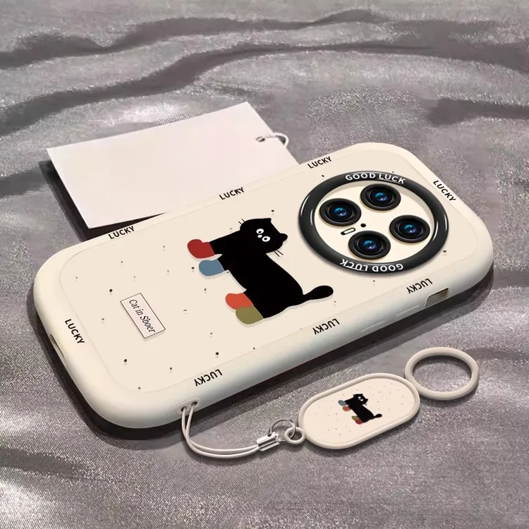 彩袜黑猫适用华为mate70pro手机壳新款彩绘mate60pro+保护套防摔