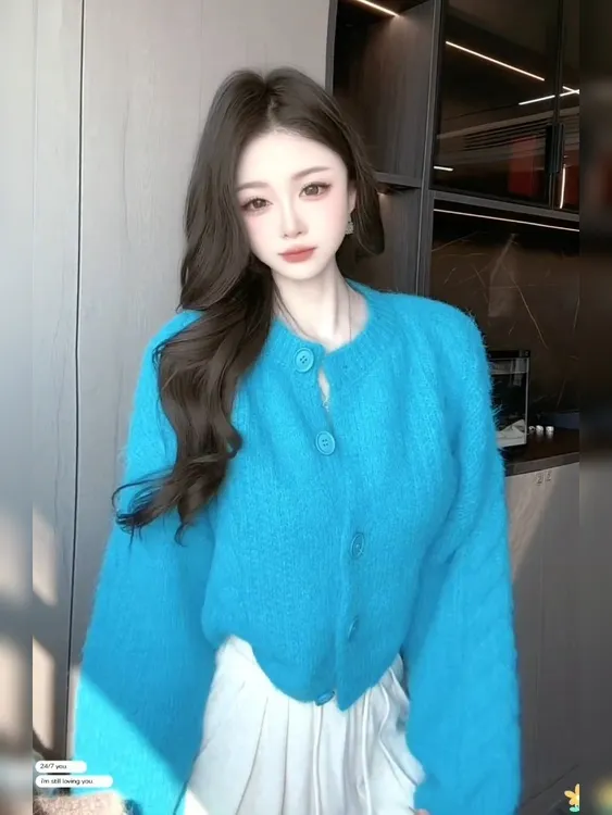 韩系慵懒风宽松软糯蓝色日系显瘦毛衣女2025秋冬季新款内搭可外穿