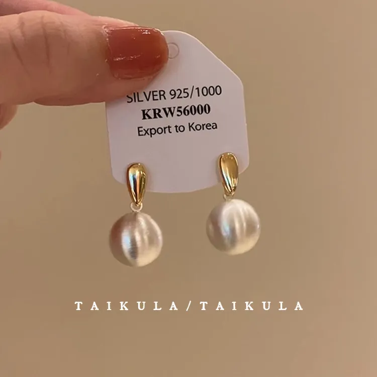 925银针磨砂拉丝金属球耳环2025新款爆款高级感耳钉时尚气质耳饰