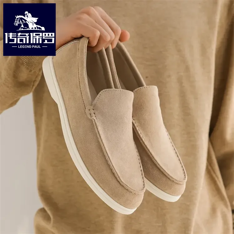 传奇保罗男鞋一脚蹬乐福鞋复古休闲软底豆豆鞋舒适套脚男士透气鞋