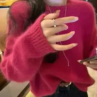 特！门店2&19！通勤套头款圆领纯色百搭女式毛针织衫 Z01015