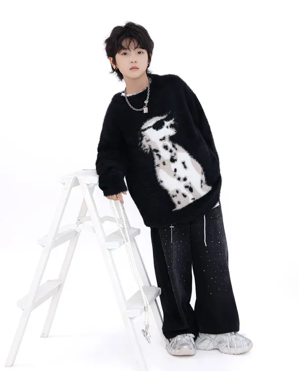 【不起球】绒感柔软男童加厚保暖针织毛衣2025新款男童撸猫感打底衫