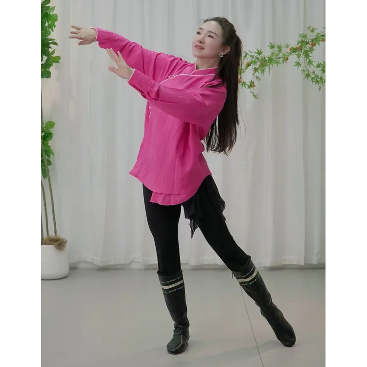 新款棉麻蒙古舞蹈服宽松版上衣男女同款大袍衫学生艺考