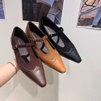 韩版复古粗跟玛丽珍鞋女2025秋新款T字带法式气质通勤单鞋小皮鞋