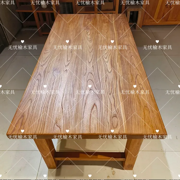 老榆木实木原木5厘米大板茶桌餐桌长条桌会议办公家用简约多功能