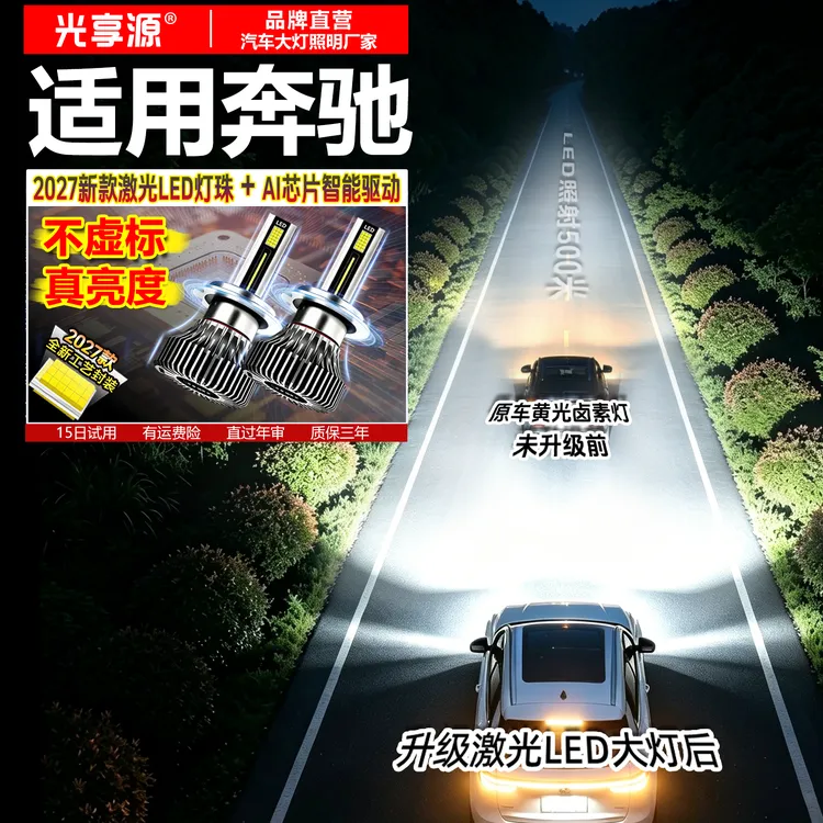适用奔驰B级E级C级A级LED大灯泡近光S级R级/GL ML GLA CLA CLS