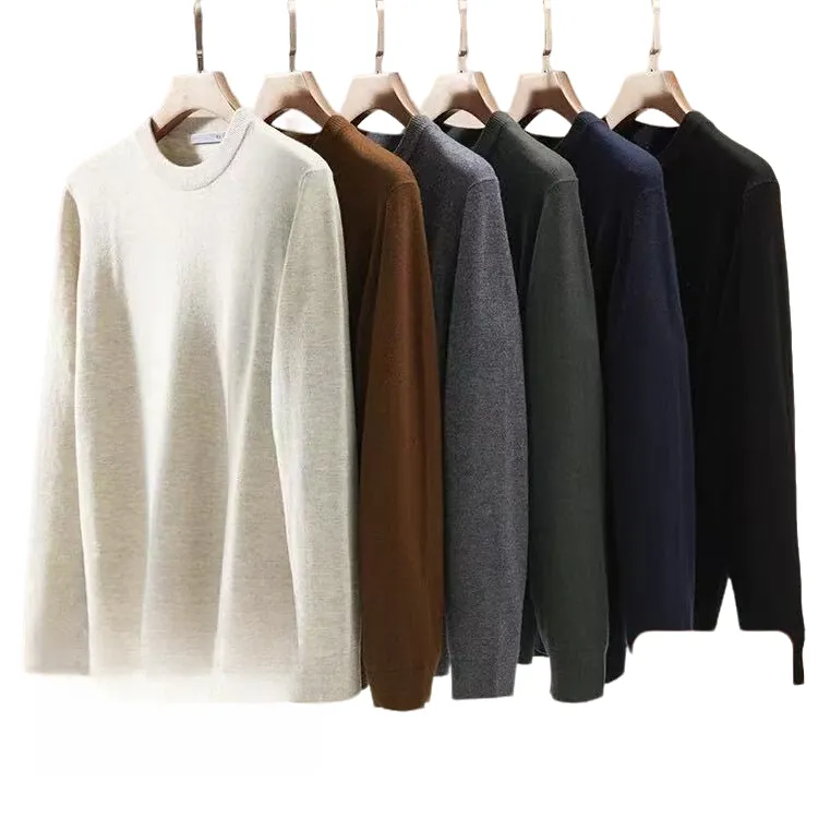 莫代尔绵羊毛混纺！升级加厚款！男士秋冬百搭圆领打底毛衣长袖-034