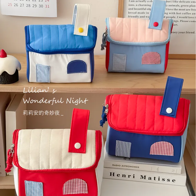 莉莉安房子手拎化妆包高颜值多巴胺卡通大容量分区旅行便携化妆包