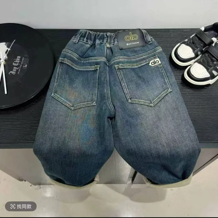 【加绒】~男童秋冬韩版百搭洋气潮流休闲牛仔裤00388