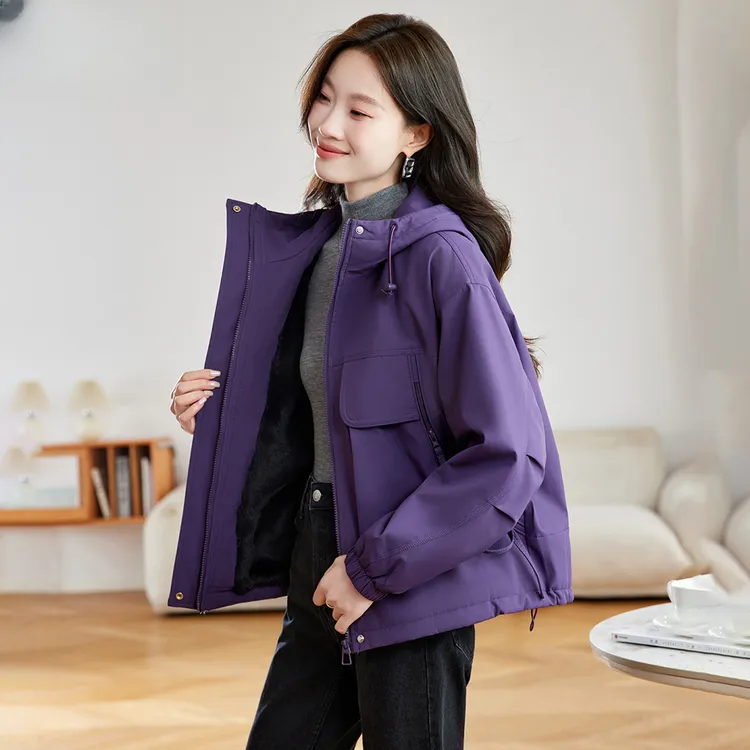 加绒派克服棉衣女短款2025秋冬新款爆款洋气休闲加厚保暖棉袄外套