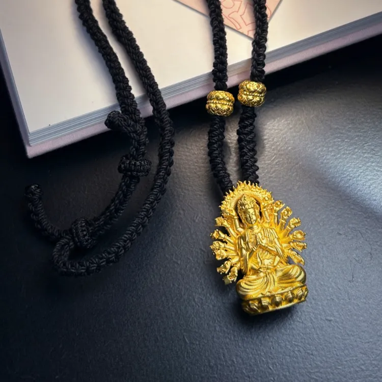 【七夕新品】周小福纯手作定制版足金999千手观音吊坠（不含绳）