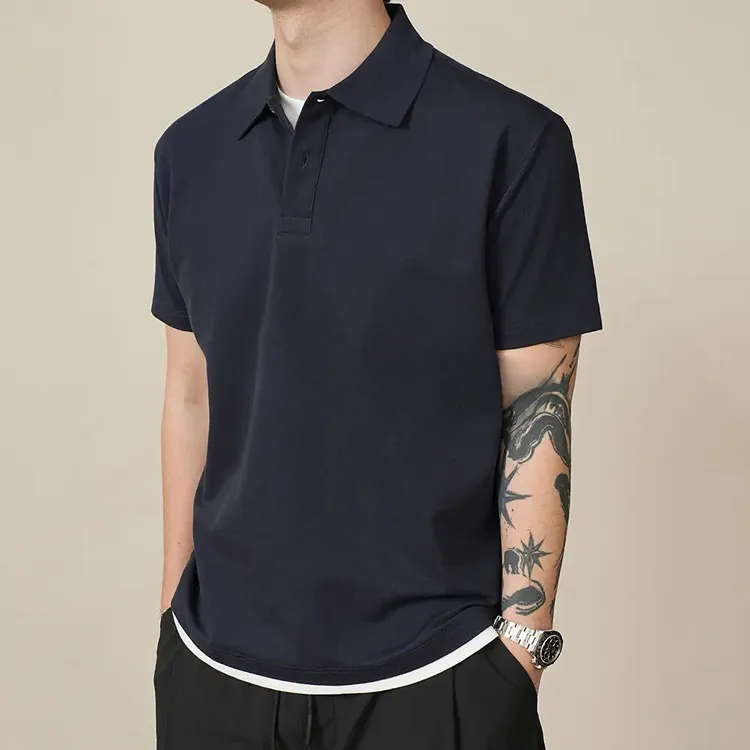 【现货现发】珠地棉假两件POLO衫休闲高级翻领SORONA+简约宽松