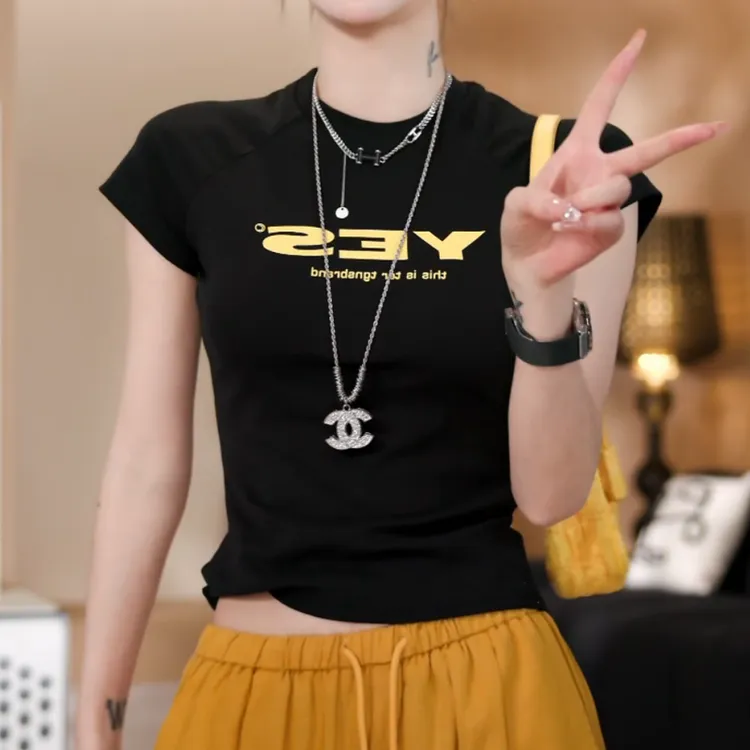 夏季新款印花短袖t恤显瘦修身百搭LK2503301