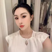 1743项链750黄金18K玫瑰金红宝石毛衣锁骨链