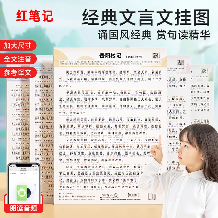 【小学初中必备文言文挂图】出师表滕王阁序桃花源岳阳楼记神器墙贴