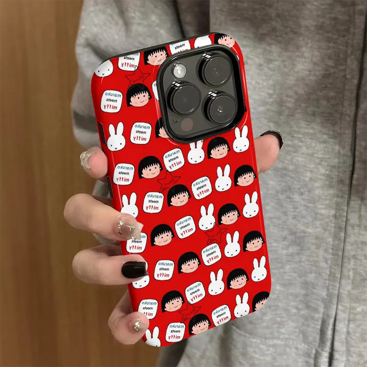 菲林二合一小丸子红适用于苹果16手机壳iphone15华为opop小米vivo