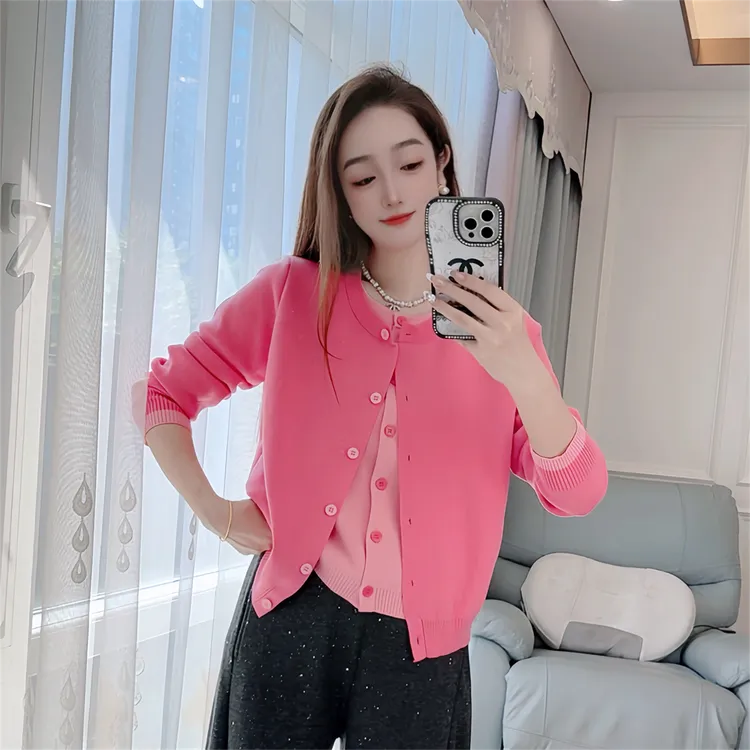 5195秋冬厚针毛衣长袖假两件女装韩版圆领温柔打底衫时尚气质开衫