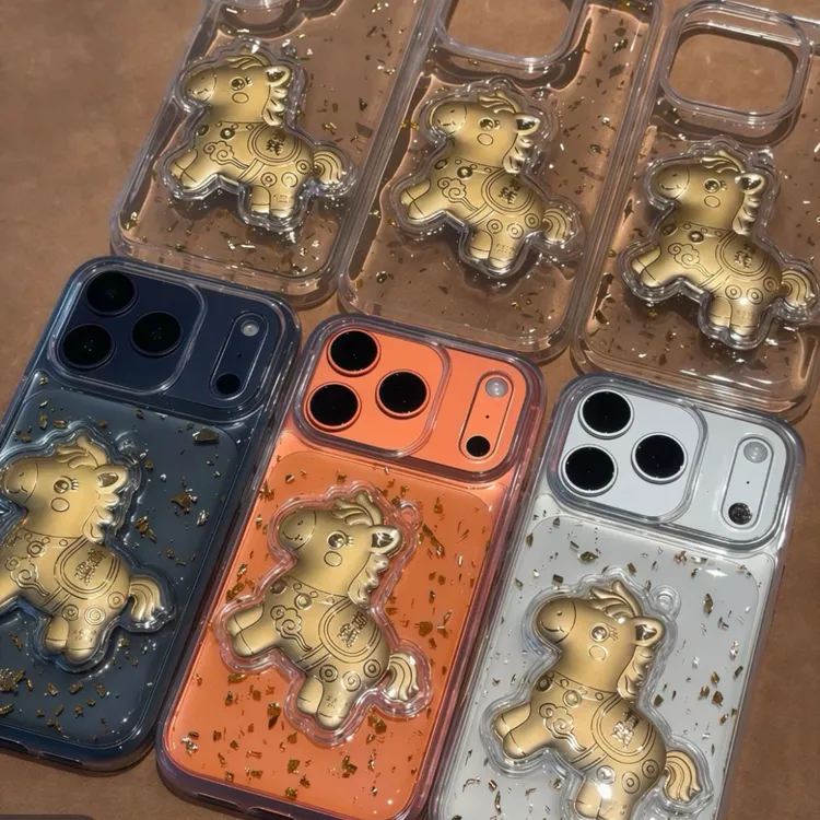 透明滴胶金箔马上有钱适用苹果17promax手机壳16/15pro/14/13/12p