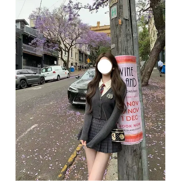 【藤校学妹】韩系三色英伦学院风套装纯欲甜辣手工刺绣徽章JK制服女
