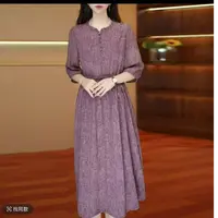 (迷雾紫）新款夏季时尚洋气气质遮肉显瘦气质宽松收腰连衣裙