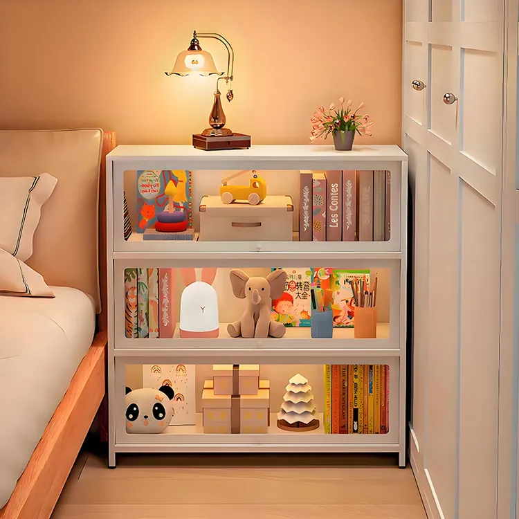 家用儿童房书柜ins风卧室客厅玻璃门展示柜防尘储物收纳书籍玩具