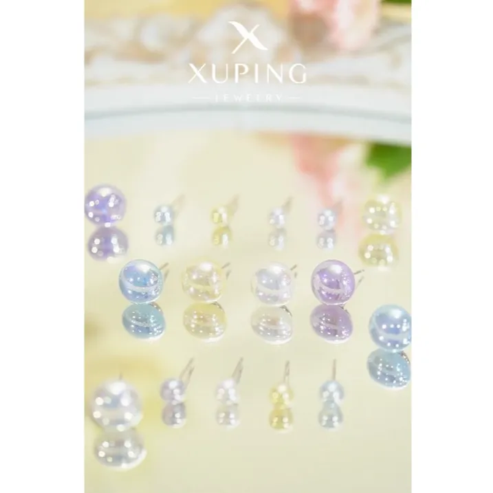 XUPING/旭平首饰 合金仿珍珠耳饰 送朋友甜美感人鱼姬珠多巴胺款