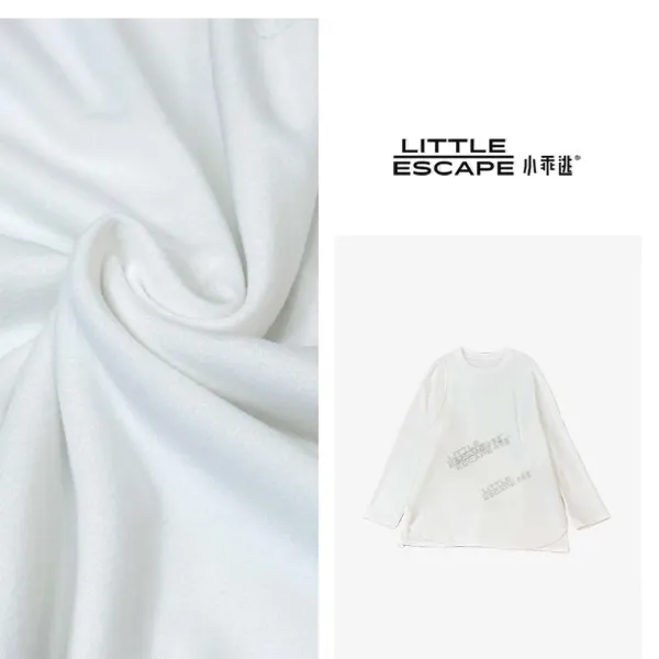 小乖逃双色！1白色紫色T恤圆领长袖下摆两边开叉简约宽松S25720