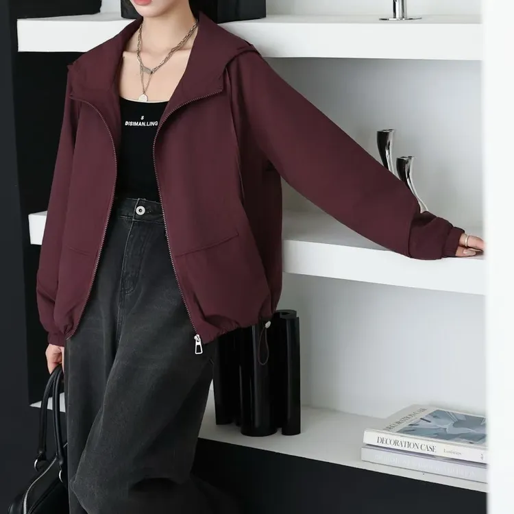 小施家南韩高端时尚连帽风衣外套9005