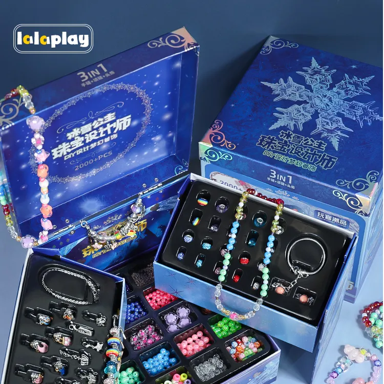 珠宝设计师儿童手链串珠diy手工首饰宝箱盒礼盒女孩玩具新年礼物8