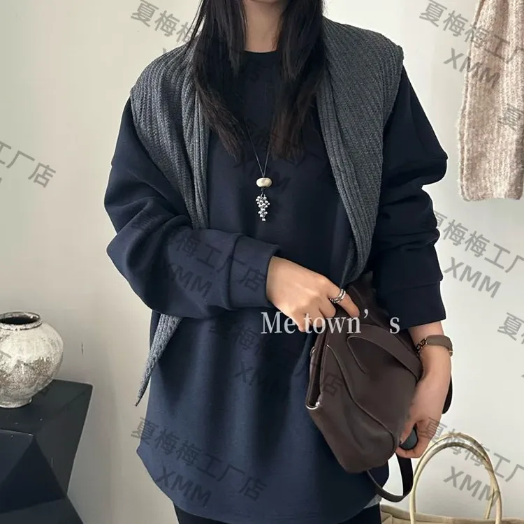XMM.【双面绒围巾卫衣】 时尚卫衣极简风纯色休闲百搭潮流宽松H8326