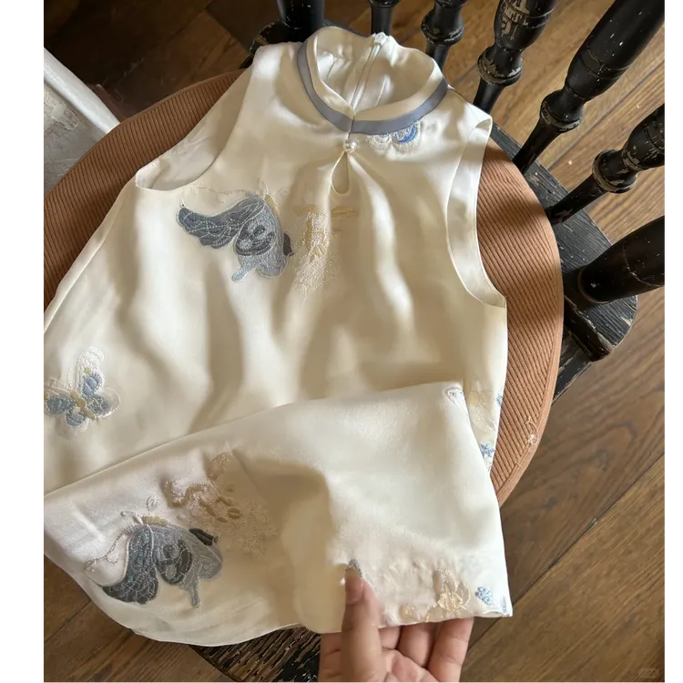 壹妈女童旗袍连衣裙2025夏装新款新中式国风刺绣时尚白色旗袍裙