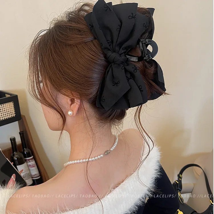 乖巧千金~高级感蝴蝶结抓夹女后脑勺2025新款高级感鲨鱼夹发饰秋