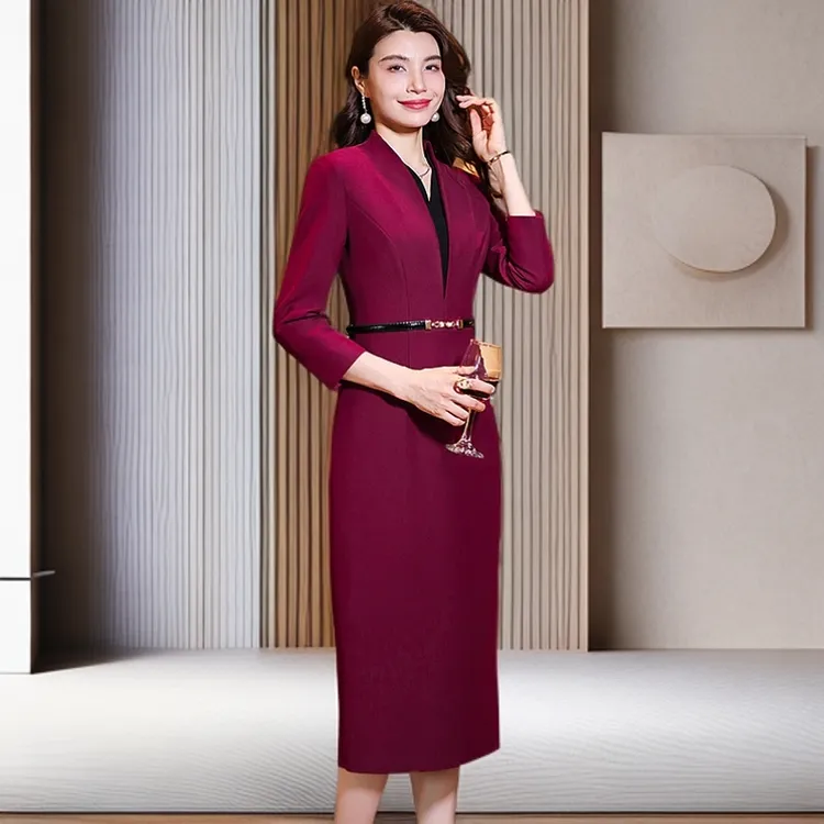 高端轻奢连衣裙女春新款时尚优雅设计感喜婆婆喜妈妈婚宴装礼服裙