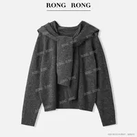 溶溶J【幻夜星灰】RONG100羊毛混纺披肩领慵懒风针织羊毛衫8069RR