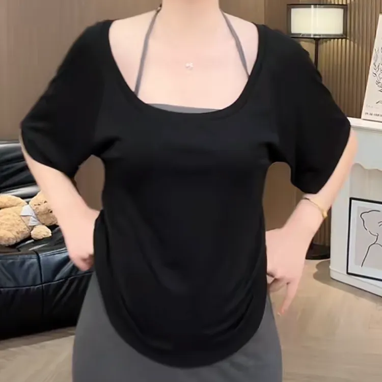 慵懒罩衫+自带bra吊带舒适两件套女2025年夏季新款上衣休闲时尚