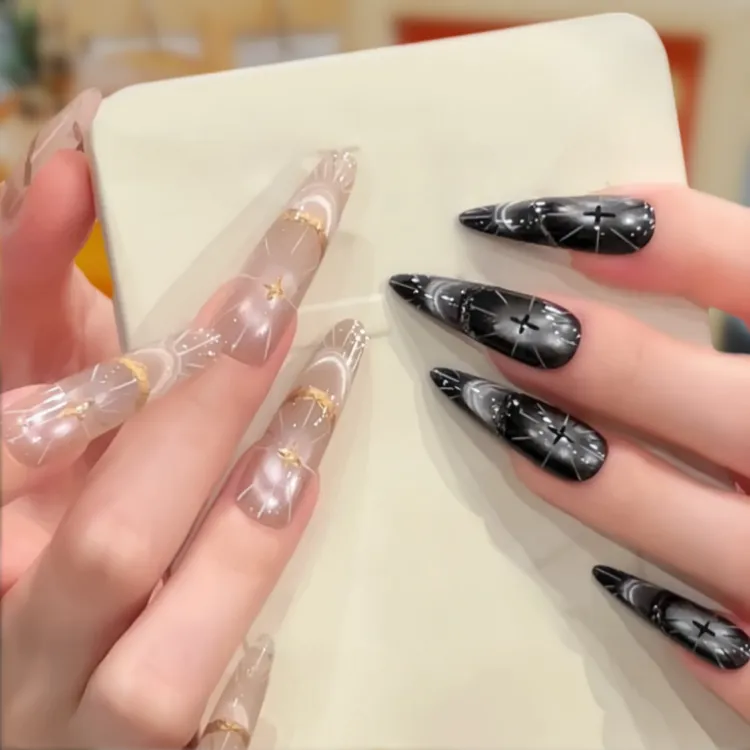 【神域圣光】（AB甲）手工穿戴甲可拆卸经典复古国风气质中长款穿戴式